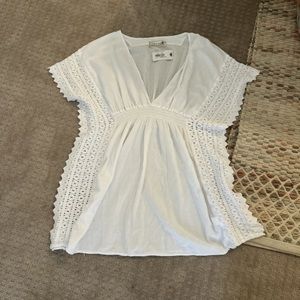 Beach pool coverup mini dress with lace ! Summer coastal resort loungewear
